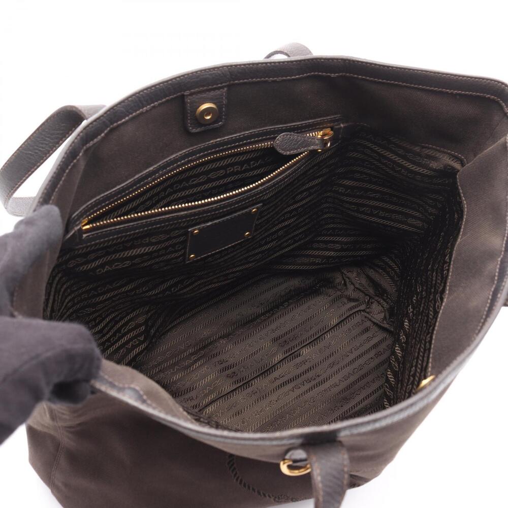 Bulk Prada Tote Bag Canvas Leather Brown View 2